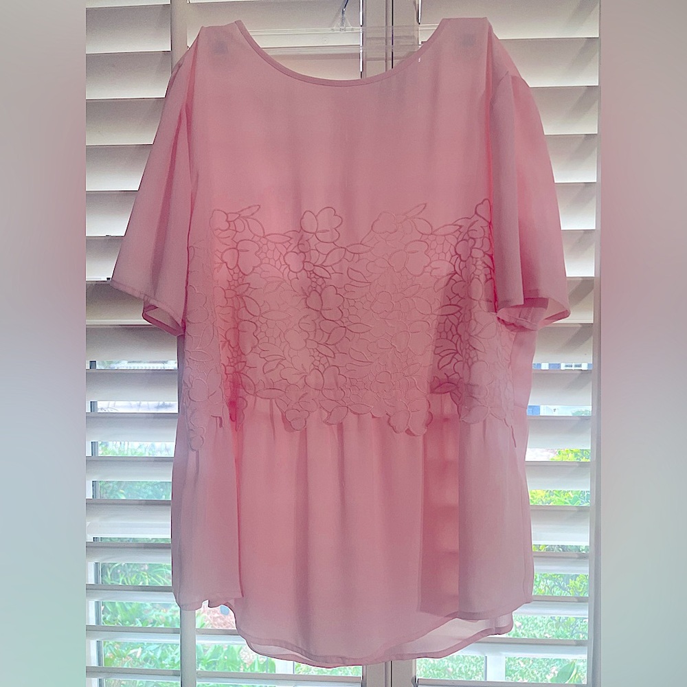 Ladies size M pink blouse, with detail.